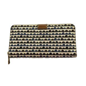 Fossil Emma RFID PVC Zip Around Printed Wallet Multi-Pocket Blue black